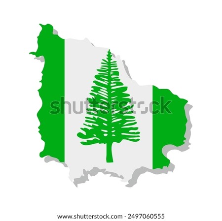 Norfolk Island - Flag inscribed in the contour of the country. Vector illustration.