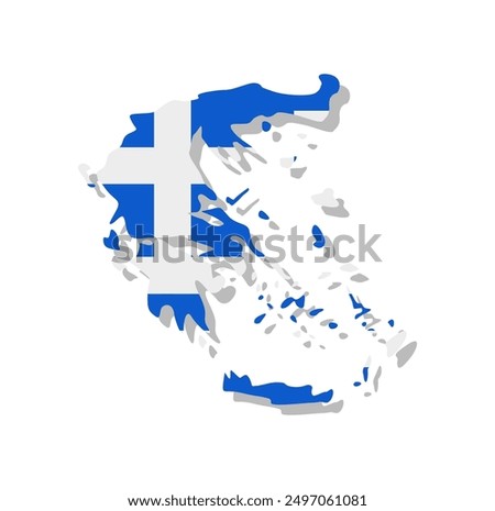 Greece - Flag inscribed in the contour of the country. Vector illustration.