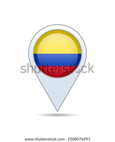 Colombia - flag pin for map. Vector illustration.