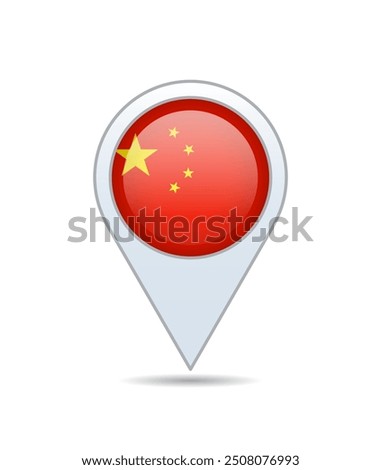 China - flag pin for map. Vector illustration.