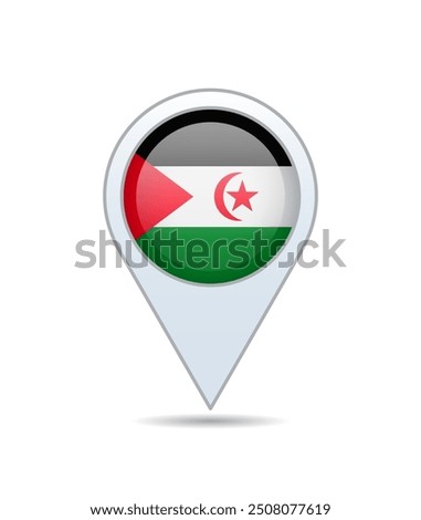 Western Sahara - flag pin for map. Vector illustration.