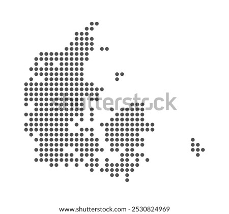 Denmark - Dotted Map. Map formed by Dots. Vector Illustration