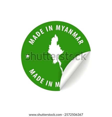 Made in Myanmar - Country Map Sticker. Best Quality. Original Product. Vector illustration.