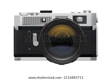 classic camera vintage vector realistic design isolated on white background.