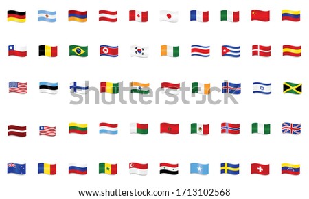 Set of world flags waving - Vector illustration