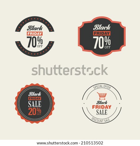 Abstract black friday labels on a white background