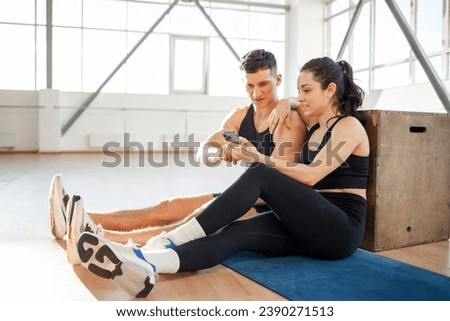 Similar – Image, Stock Photo Fit woman looking out window