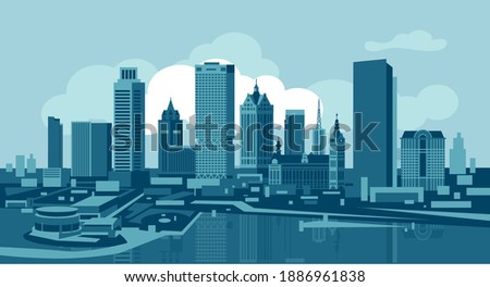 Milwaukee Wisconsin USA skyline vector illustration