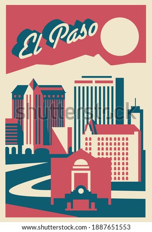 El Paso Texas USA skyline vector illustration