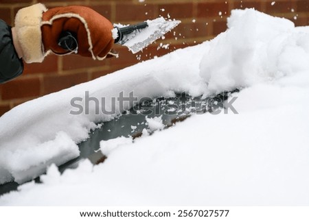 Similar – Image, Stock Photo Woman in heavy snowfall in the park