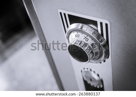 Close up of old metal safe