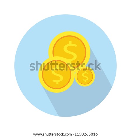Vector money Icon. Payment system. Coins and Dollar cent Sign isolated on white background. Flat design style. Business concept