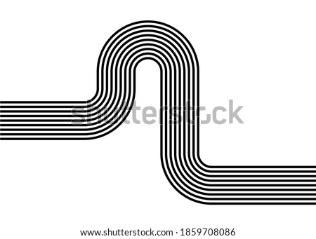 Abstract black and white retro pattern of black lines on a white background. Striped vector background.