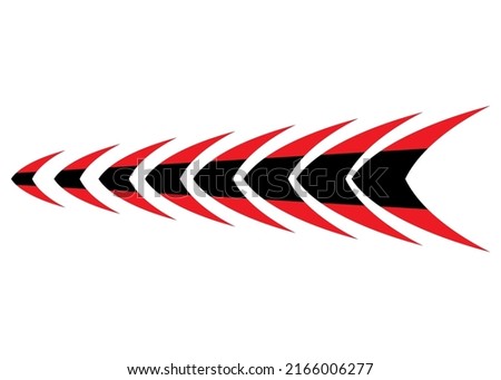 Vector abstract arrow on the sports
auto, moto, boat. Red-black on a white background. Vehicle sticker. Sports striped pattern. Trendy striped background.