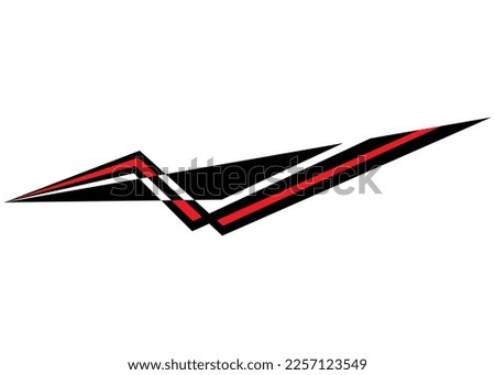 Abstract vector arrow. Abstract stripe. Pattern for a sports car, moto, boat, body, awning, toy. Vehicle sticker. SUV Signboard. Pointer. Design element. Modern vector background.