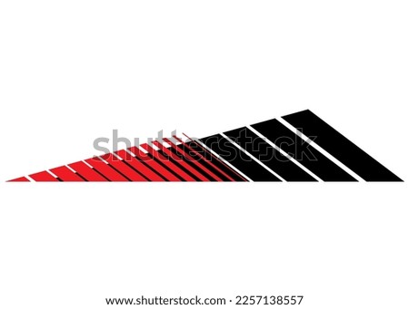 Vector triangular arrow. Abstract stripe. Pattern for a sports car, moto, boat, body, awning, toy. Vehicle sticker. SUV Signboard. Pointer. Design element. Modern vector background.