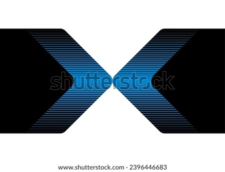 Black and blue striped vector pattern in the form of the letter X. Vector background for your graphic design, packaging design, printing, advertising, social networks. Arrow pointer. Vector background