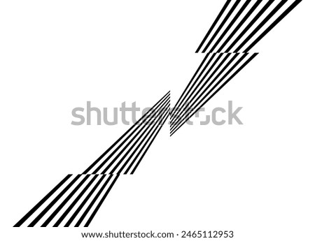 Striped vector pattern of straight broken black lines on a white background. Modern black and white vector background.