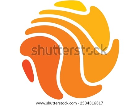 A striped fireball. Vector pattern of curved shapes on a white background. Striped design element. abstract background