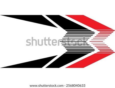 Sports vector pattern. Abstract sharp arrow pointer. Modern striped design element for car, motorcycle, boat, sportswear, toy. Vector background. Navigation. A racing strip of lines