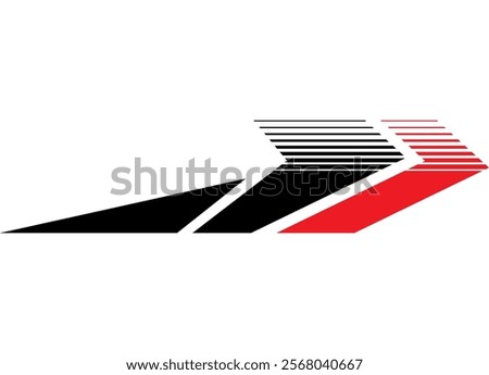 Sports vector pattern. Abstract sharp arrow from lines. Modern striped design element for car, motorcycle, boat, sportswear, toy. Vector background. Navigation. Racing strip.