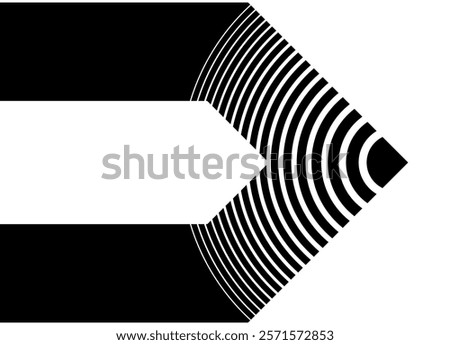 
Black vector arrow on white background in Bauhaus style. Design element. Pointer, Navigation. Modern vector background