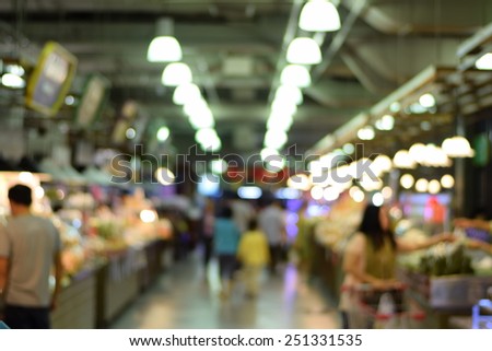 Supermarket store with many people (blur background)