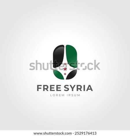 Free SYRIA logo design with Syrian Revolution flag and Damascian Sowrd - Vector