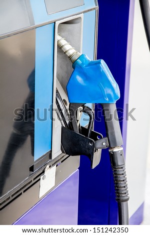 detail of petrol pump, blue color