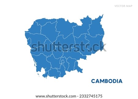 Map blue of Cambodia on white background vector.