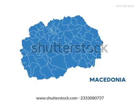 Map blue of Macedonia on white background vector.