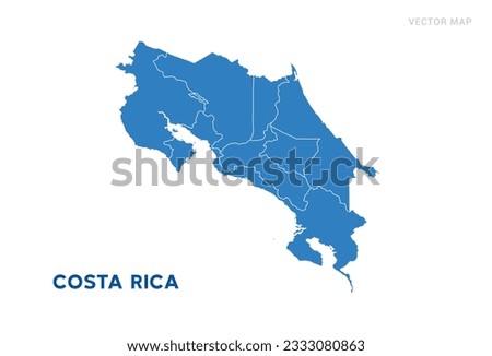 Map blue of Costa Rica on white background vector.