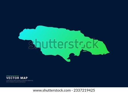 Jamaica map of abstract gradient green blue concept with technology light effect vector.