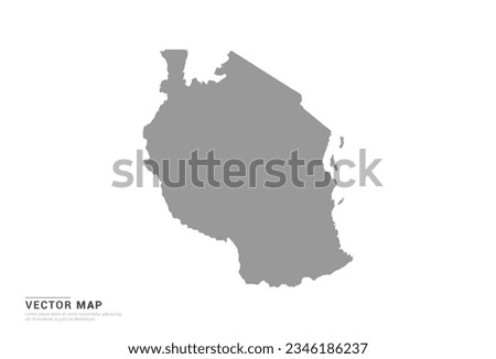 Grey silhouette of Tanzania map on white background vector.
