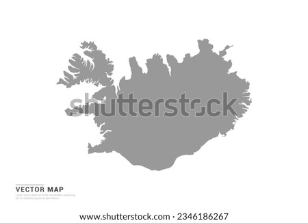 Grey silhouette of Iceland map on white background vector.