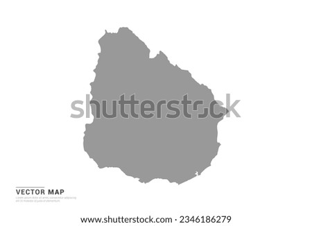 Grey silhouette of Uruguay map on white background vector.