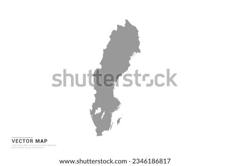 Grey silhouette of Sweden map on white background vector.