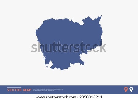 Cambodia Map - blue abstract style isolated on white background for infographic, design vector.