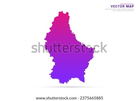 Abstract Light Purple, Pink gradient of Luxembourg map on white background vector.