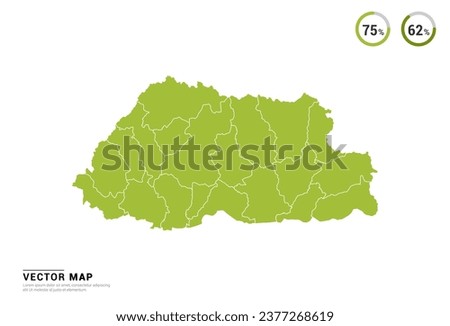 High Detail Green silhouette of Bhutan map on white background vector.