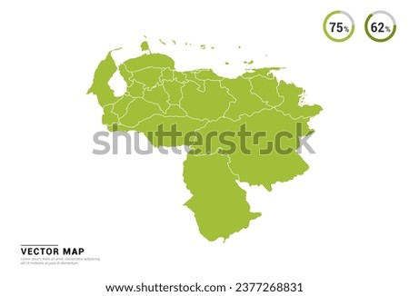 High Detail Green silhouette of Venezuela map on white background vector.