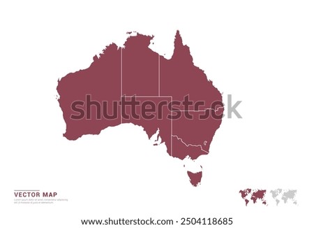 High Detail Red silhouette of Australia map on white background vector.