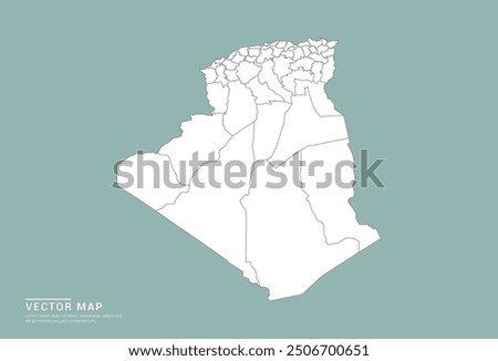 High Detail White silhouette of Algeria map on green background vector.