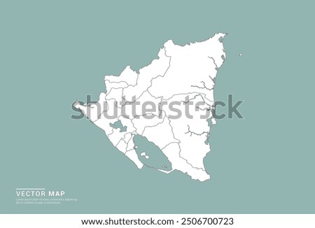 High Detail White silhouette of Nicaragua map on green background vector.