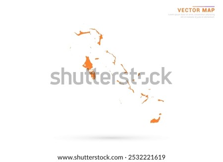 The Bahamas Map - Orange abstract style isolated on white background vector.