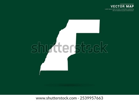 Minimalistic white map of Western Sahara on a deep green background, vector design.