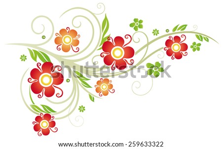 Colorful vintage flowers, spring time border