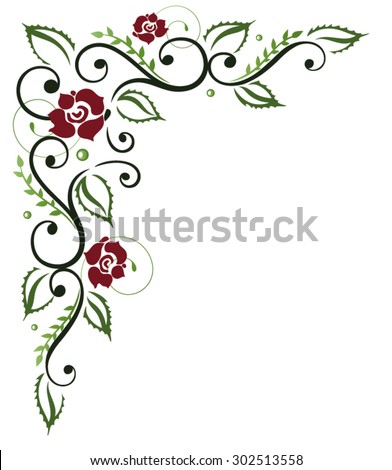 Filigree Red Roses With Leaves Stock Vector Illustration 302513558 ...