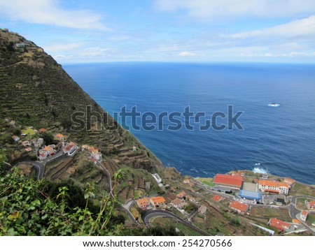 cliff ocean water,  Madeira island, Portugal