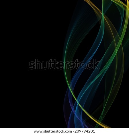Abstract green, blue and yellow vertical waves